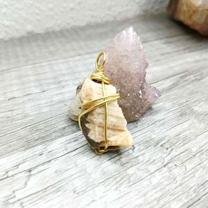 Small Raw Peach Selenite Crystal Pendant Charm, Jewelry Making Craft Supplies 1"